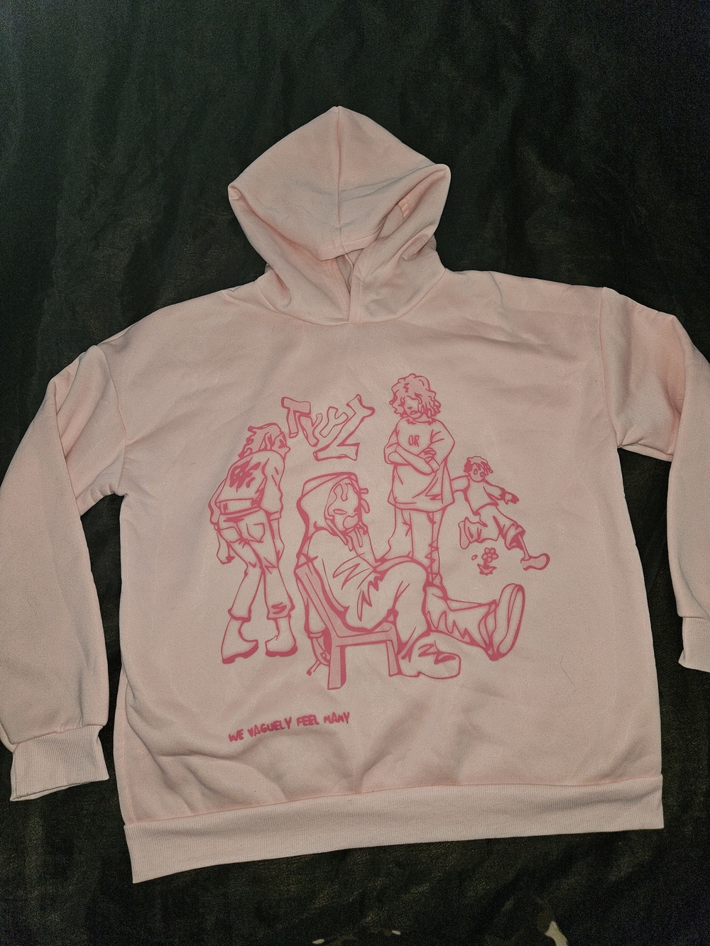 Light Pink Graphic Hoodie with Hot Pink Illustration